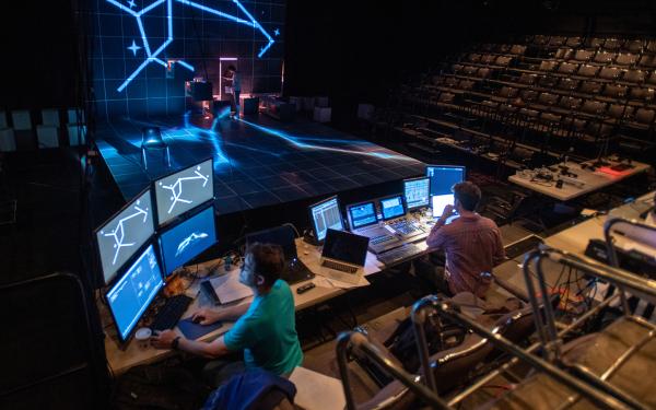Media designers in rehearsal