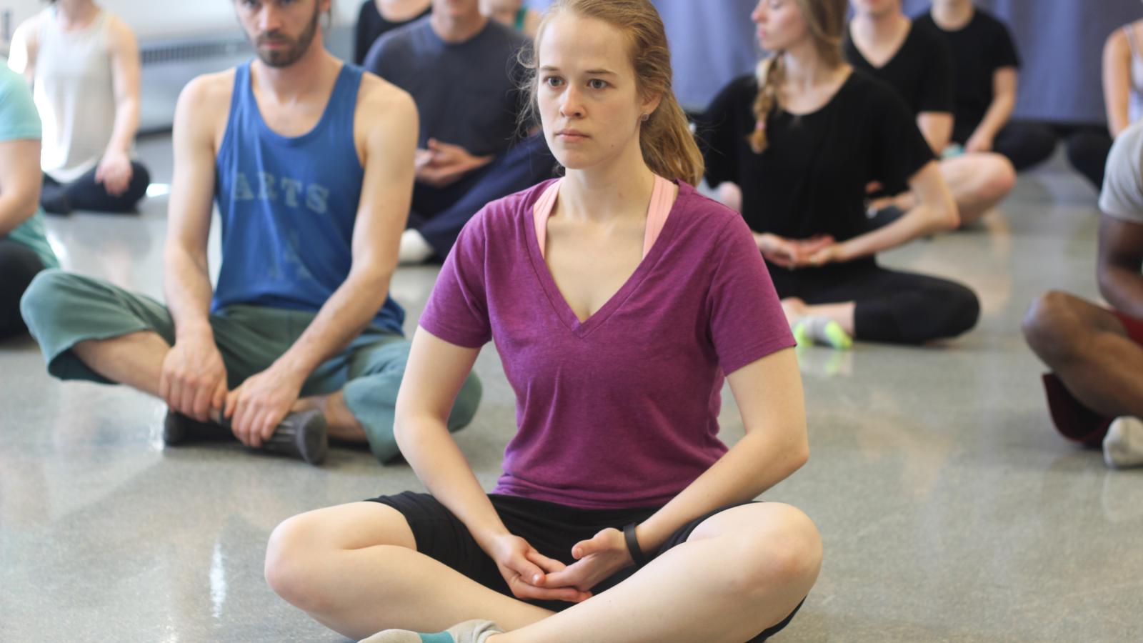 Camille Bullock participates in the SITI Company residency workshop. 